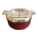 1950s Flamidor Diplomate style ashtray covered in leather with brass tray