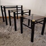 Tables gigognes en verre trempé Yves Boutboul 70'