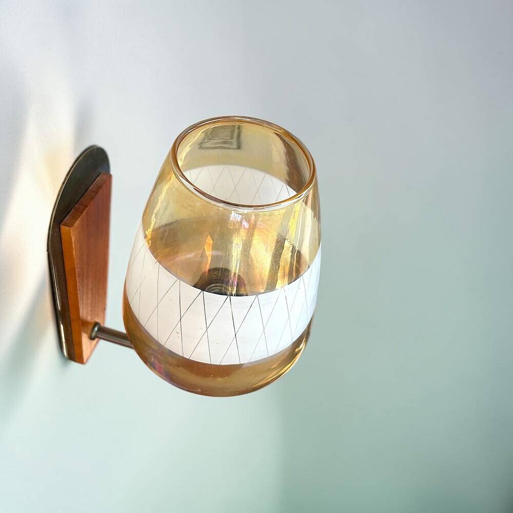 Applique murale en teck danois moderne avec verre