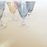 set of 7 multicolored Harlequin liqueur glasses