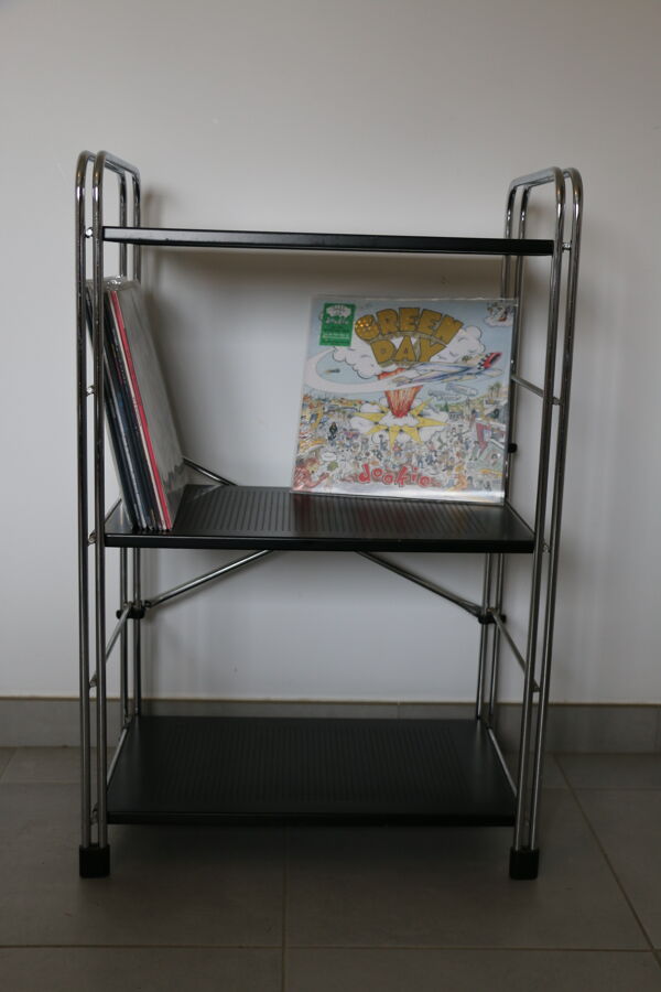 Étagère noire et chromée 70/80