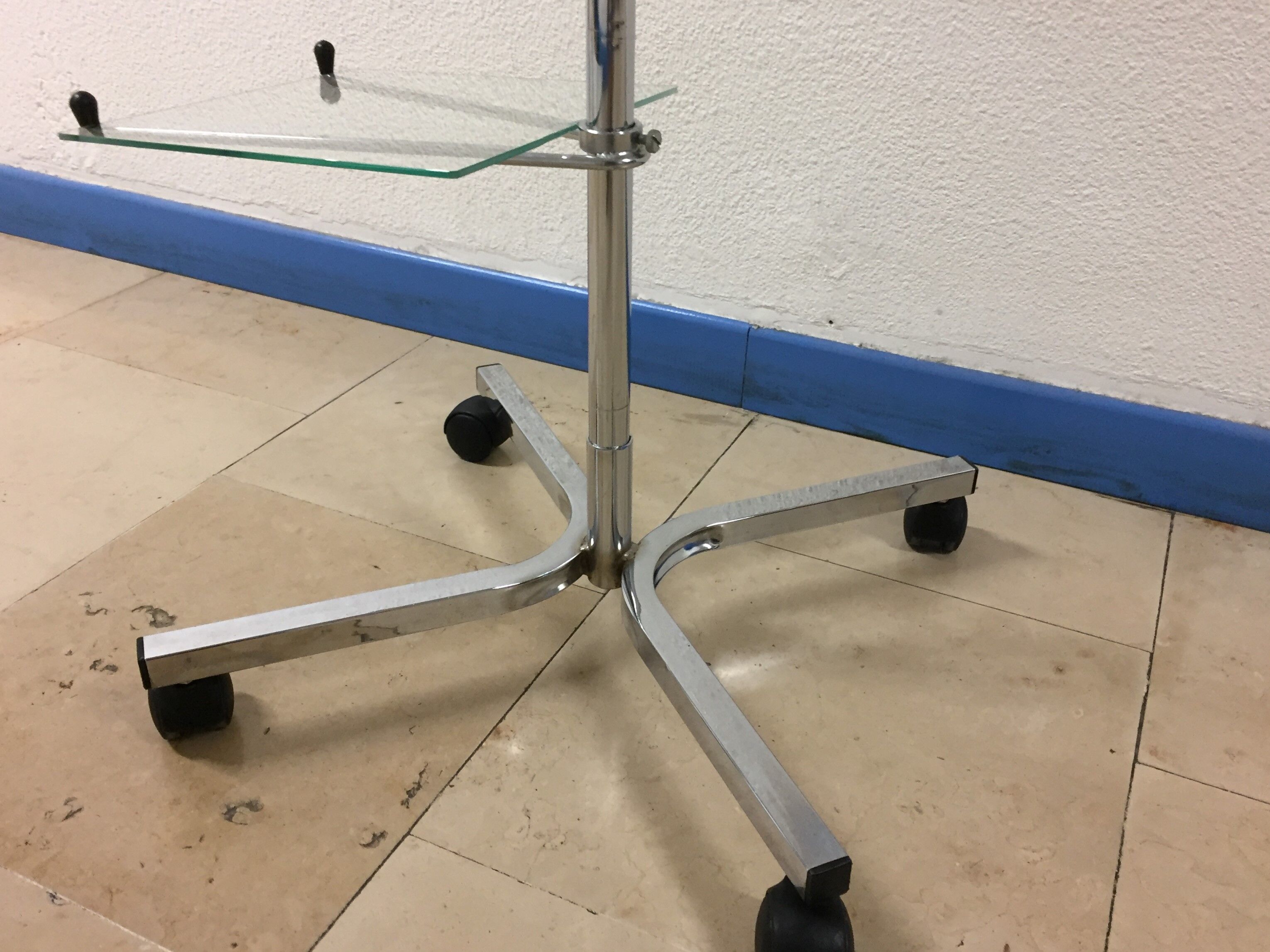 Vintage display shelf in glass and stainless steel