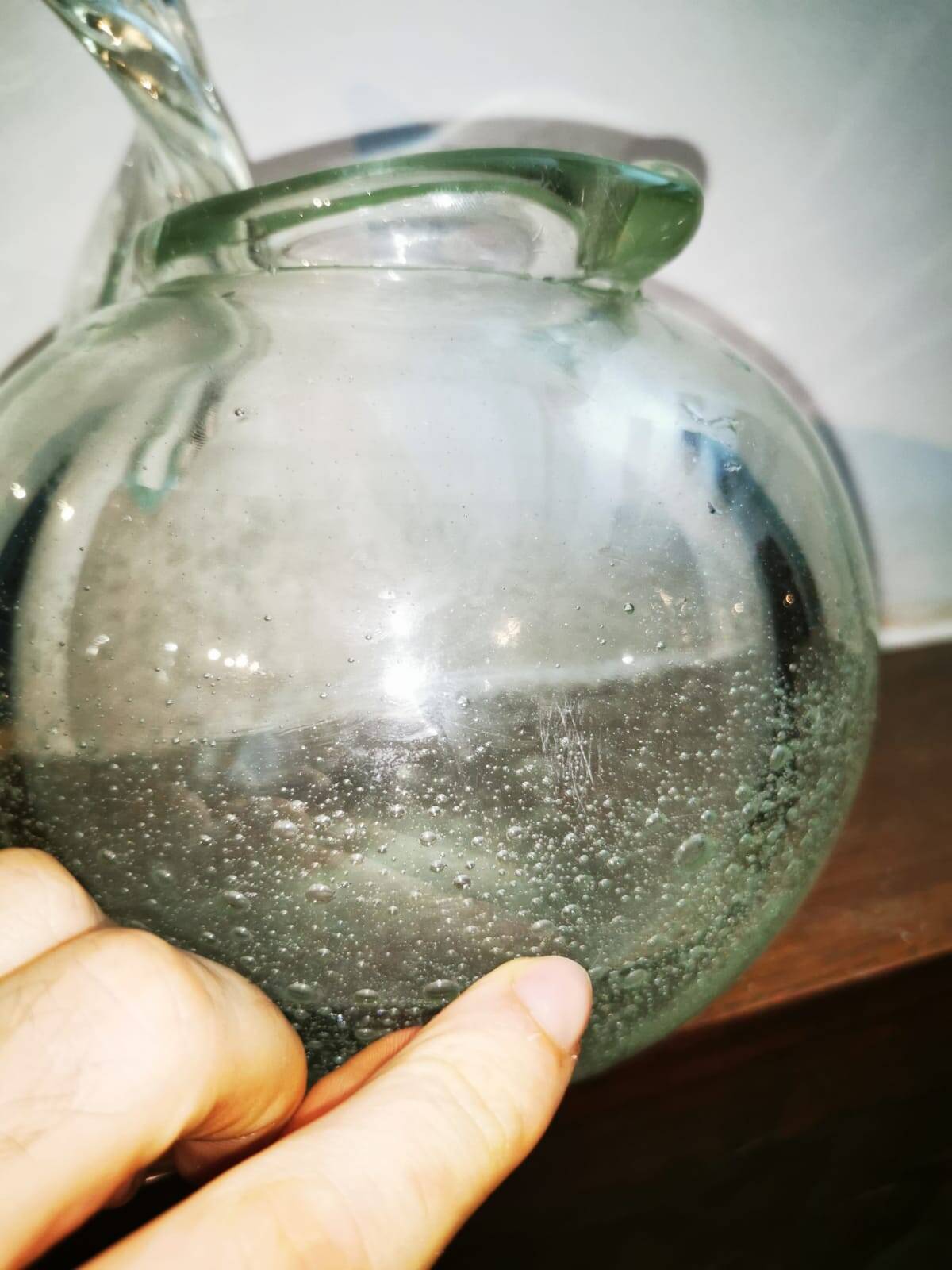 Vase in thick bubbled glass by SCHNEIDER, model by Robert-Henri Schneider.