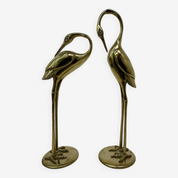 Mid century set of 2 brass birds , 1970’s