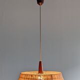 Teak and sisal pendant light from the 50s/60s by Temde Leuchten