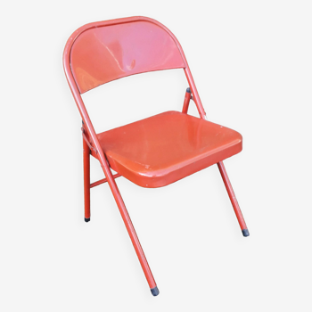 Chaise pliante en métal rouge, années 80/90