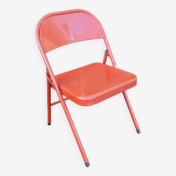 Red metal folding chair, 80s/90s