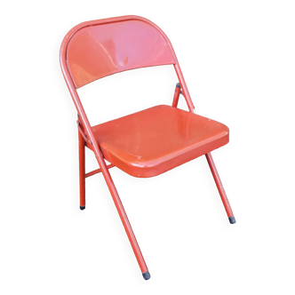 Red metal folding chair, 80s/90s