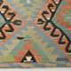 6x10 Light Blue & Green Goemetric Kilim Rug, Handmade Wool Bedroom Carpet