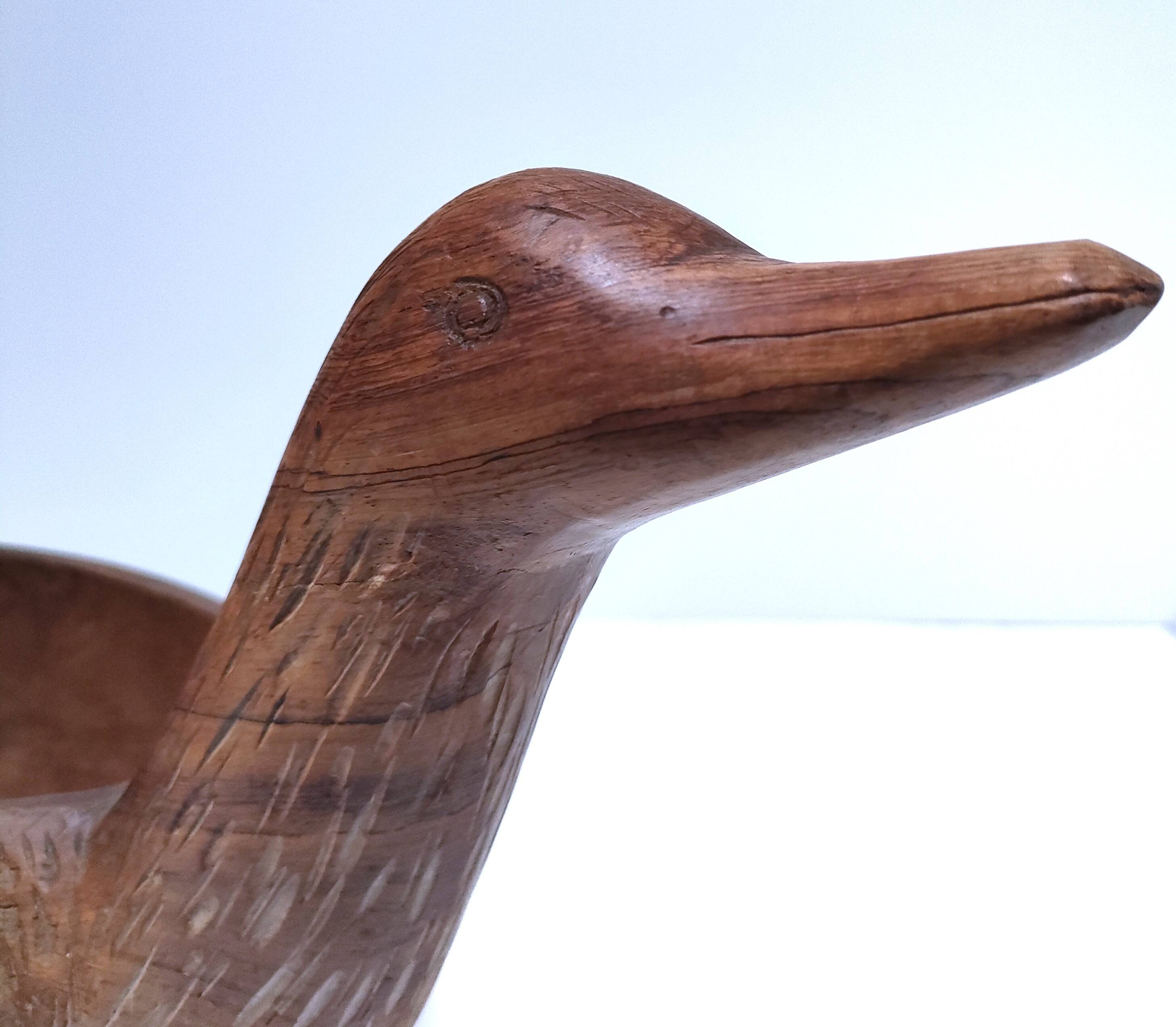 Solid wood fruit bowl carved bird