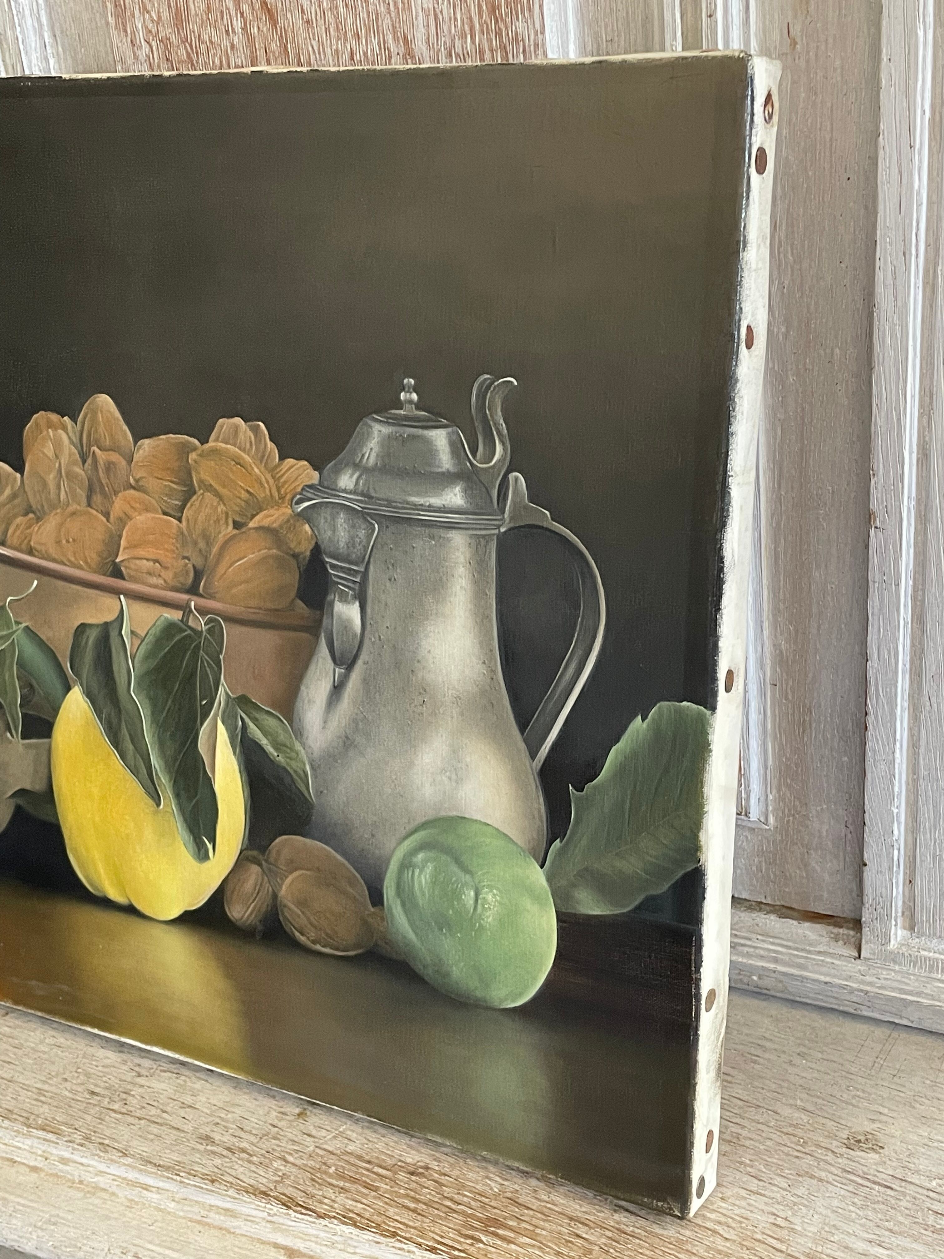Oil on canvas, still life with fruit