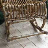 Fauteuil à bascule rocking chair en rotin