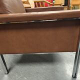 Leather armchair, 1970s, manufacturer Sitag, cognac brown leather.