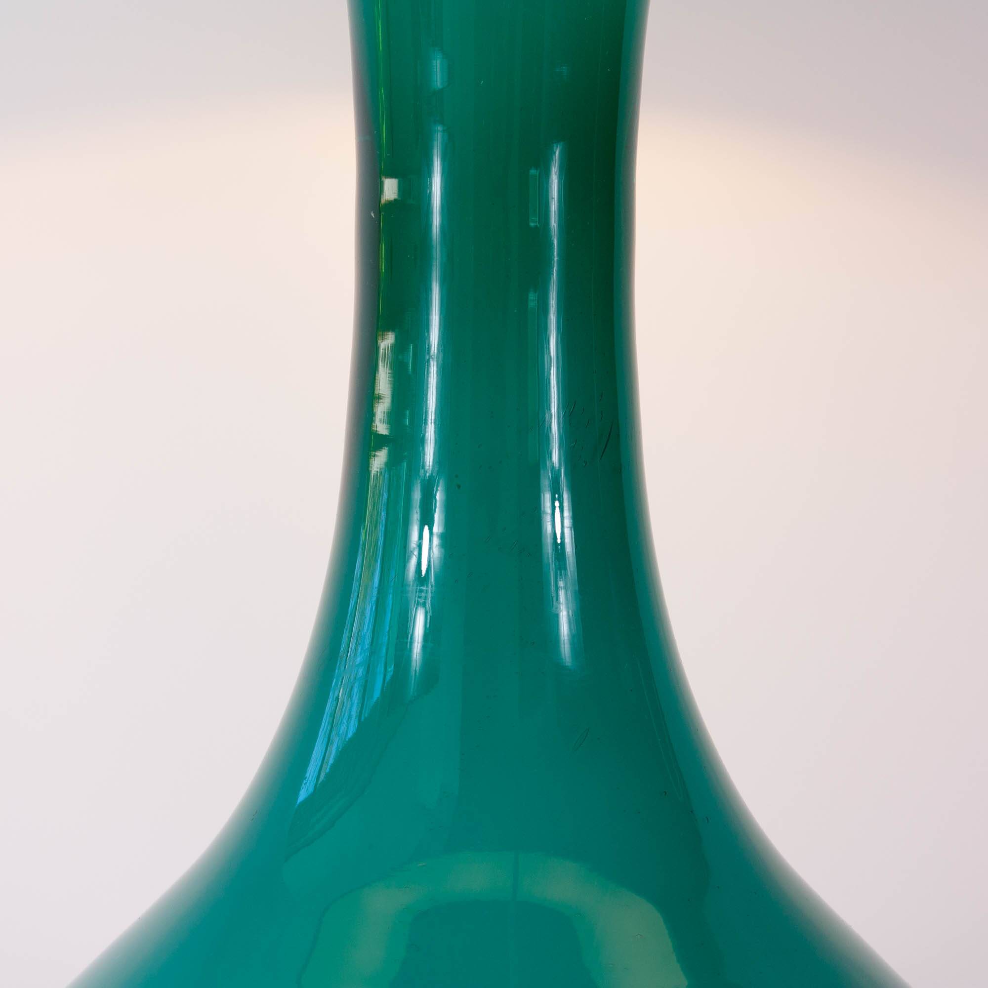 Vintage 1960s Portuguese Turquoise Opaline Glass Table Lamp
