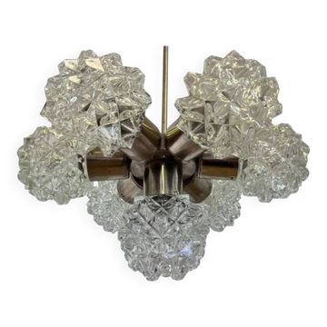 Pendentif en verre et chrome par Kamenicky Senov, Tchécoslovaquie, années 1970