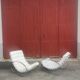 Paire de rocking chair vintage chrome et cuir