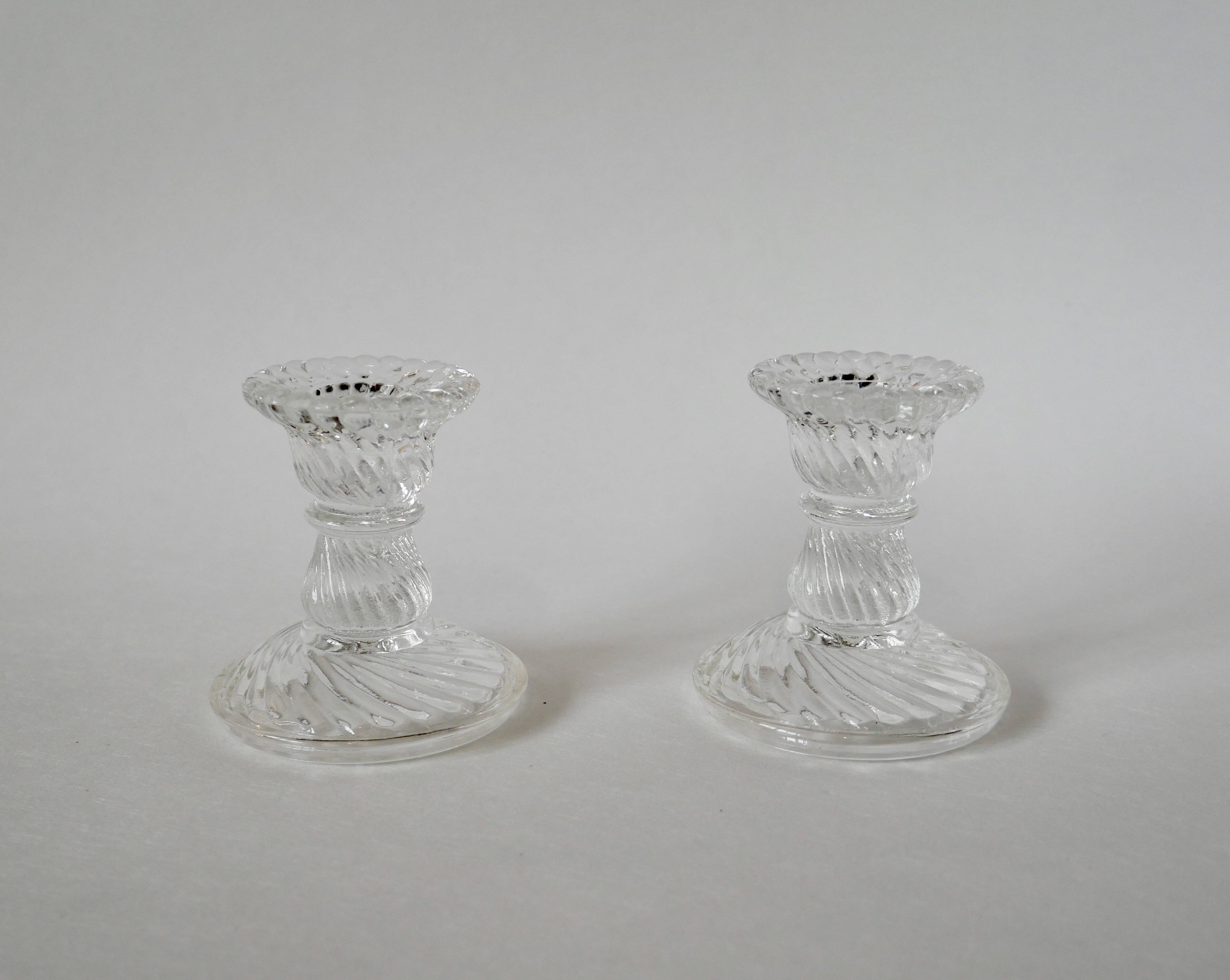 pair of molded glass candlesticks 1950