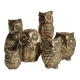 Ensemble de 6 chouettes et hiboux en laiton