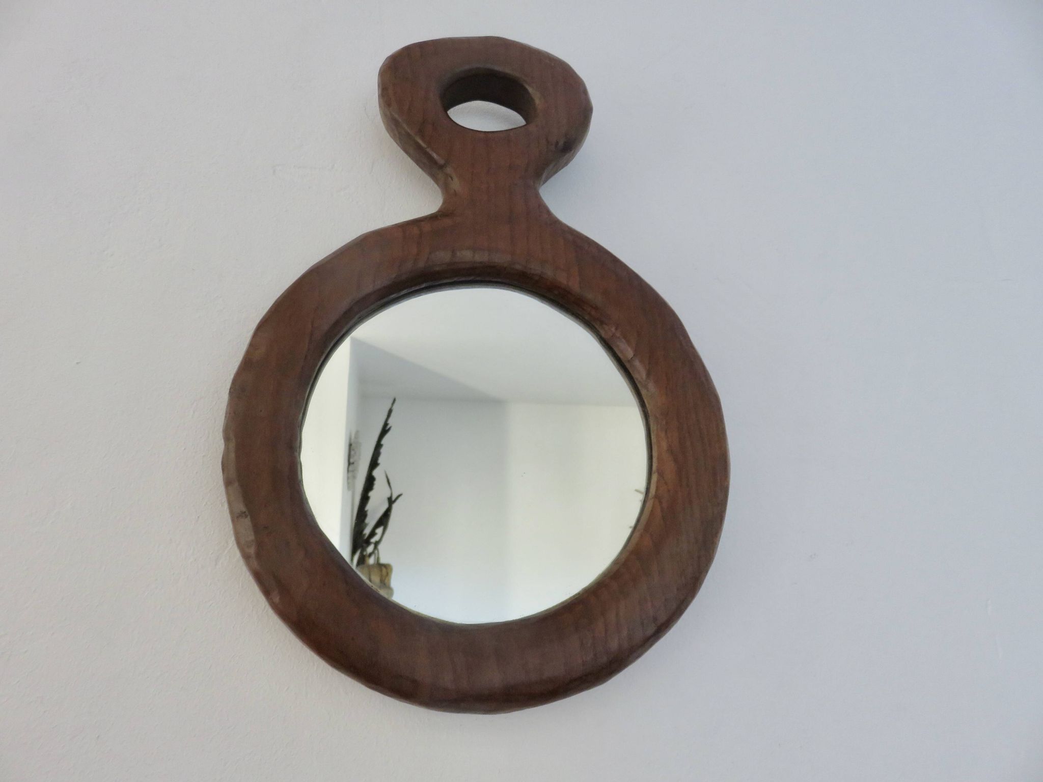 Solid wood mirror carved with a chisel, free form, 1960s.