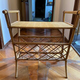 Rattan side table magazine rack