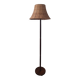Rosewood mid century floor lamp with rattan shade, Sweden 1960s