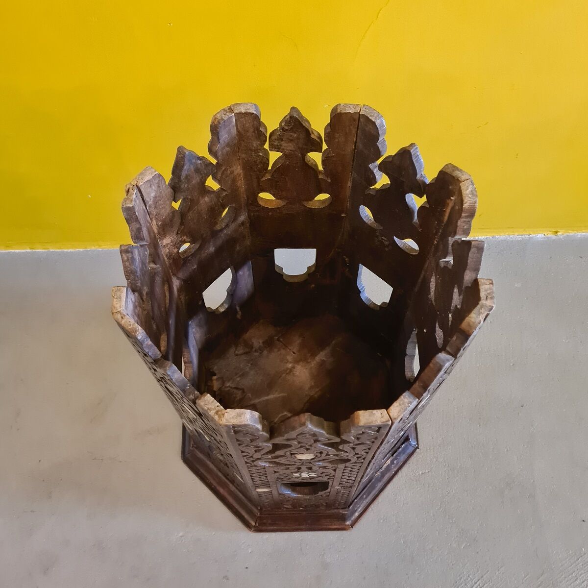 Old oriental wooden side table with mother of pearl, 1st half 20th century