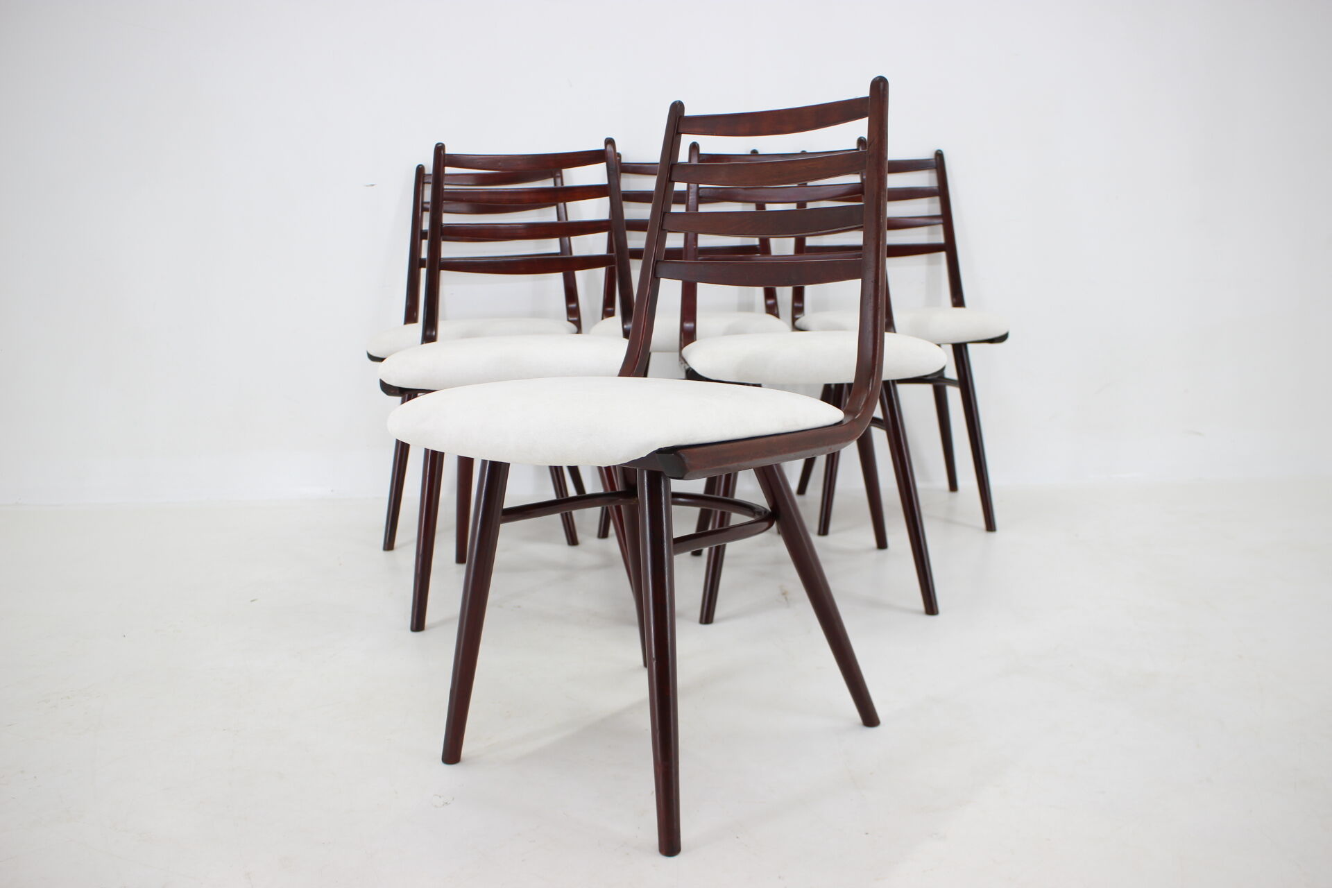 1970s Set of 6 Beech "Boomerang" dining chair ,Czechoslovakia