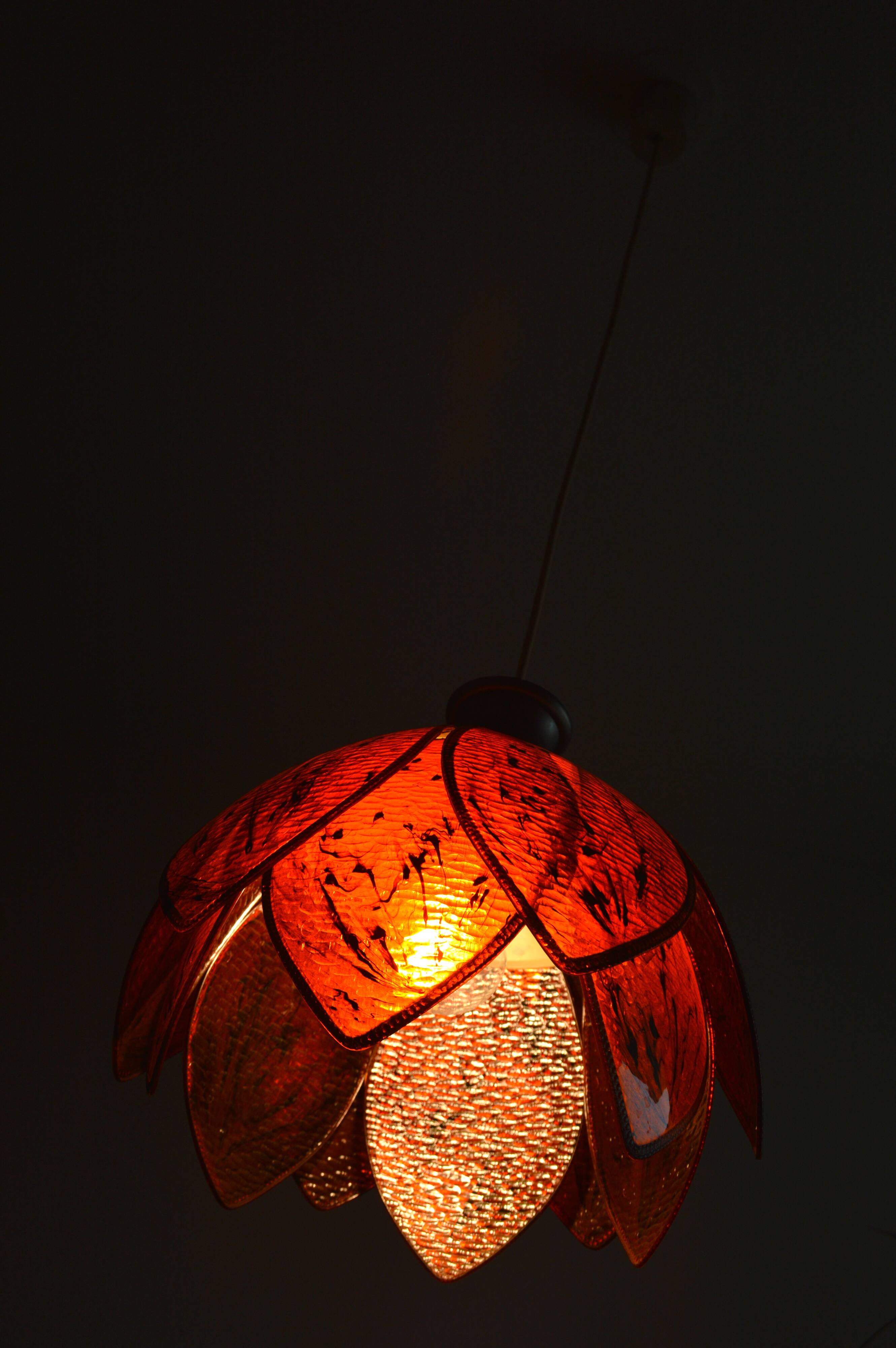 Chandelier pendant lamp in the shape of an artichoke design from the 70s