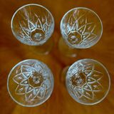 Set of 4 Harlequin glasses in crystal glass from Reims 1950