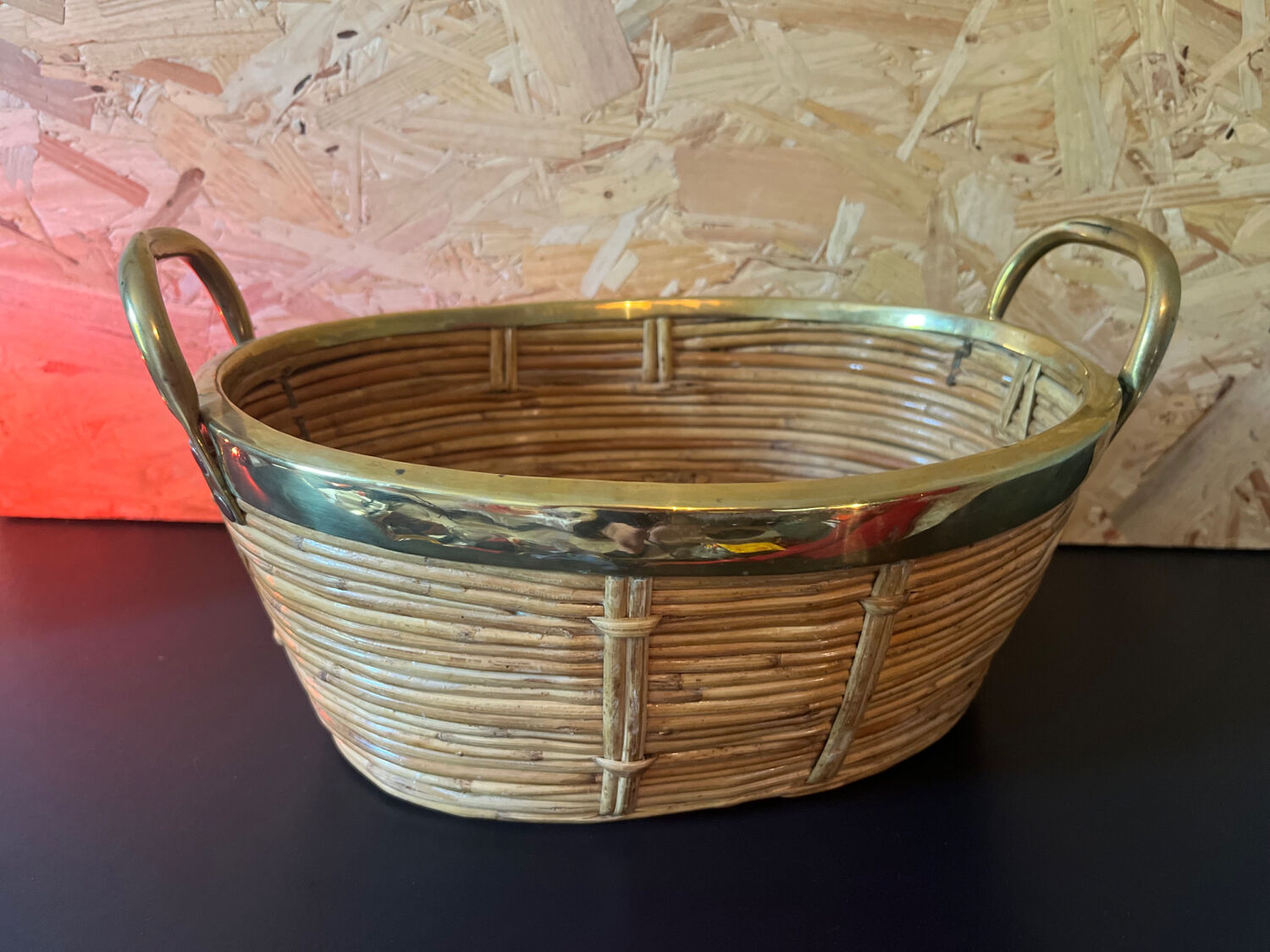 Brass and wicker basket