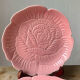 4 vintage rose shaped barbotine plates