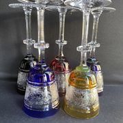 Josephinenhütte - red wine glasses (5) - Art Nouveau - Cut and engraved Crystal Roemer