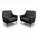 Paire de fauteuils design italien en skaï noir
