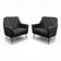 Paire de fauteuils design italien en skaï noir