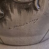 French Art Deco Pewter Vase By Lucien Houzeaux from the 1920s.