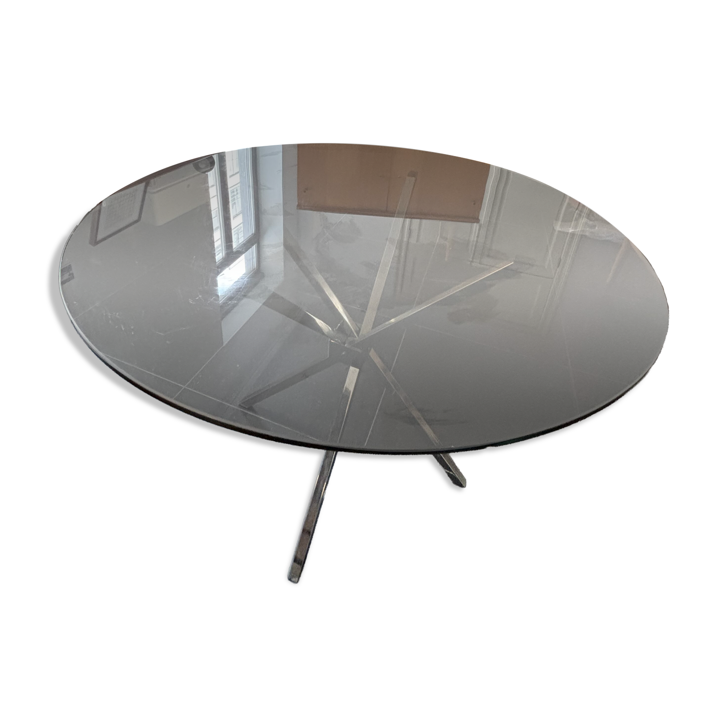 Table Verre 70s vintage Chrome