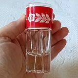 6 vintage red and white flower decorated liqueur glasses