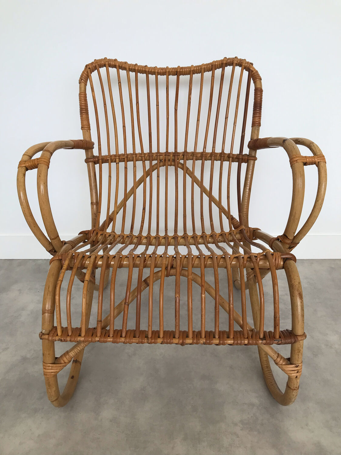 Pair of vintage rattan armchairs