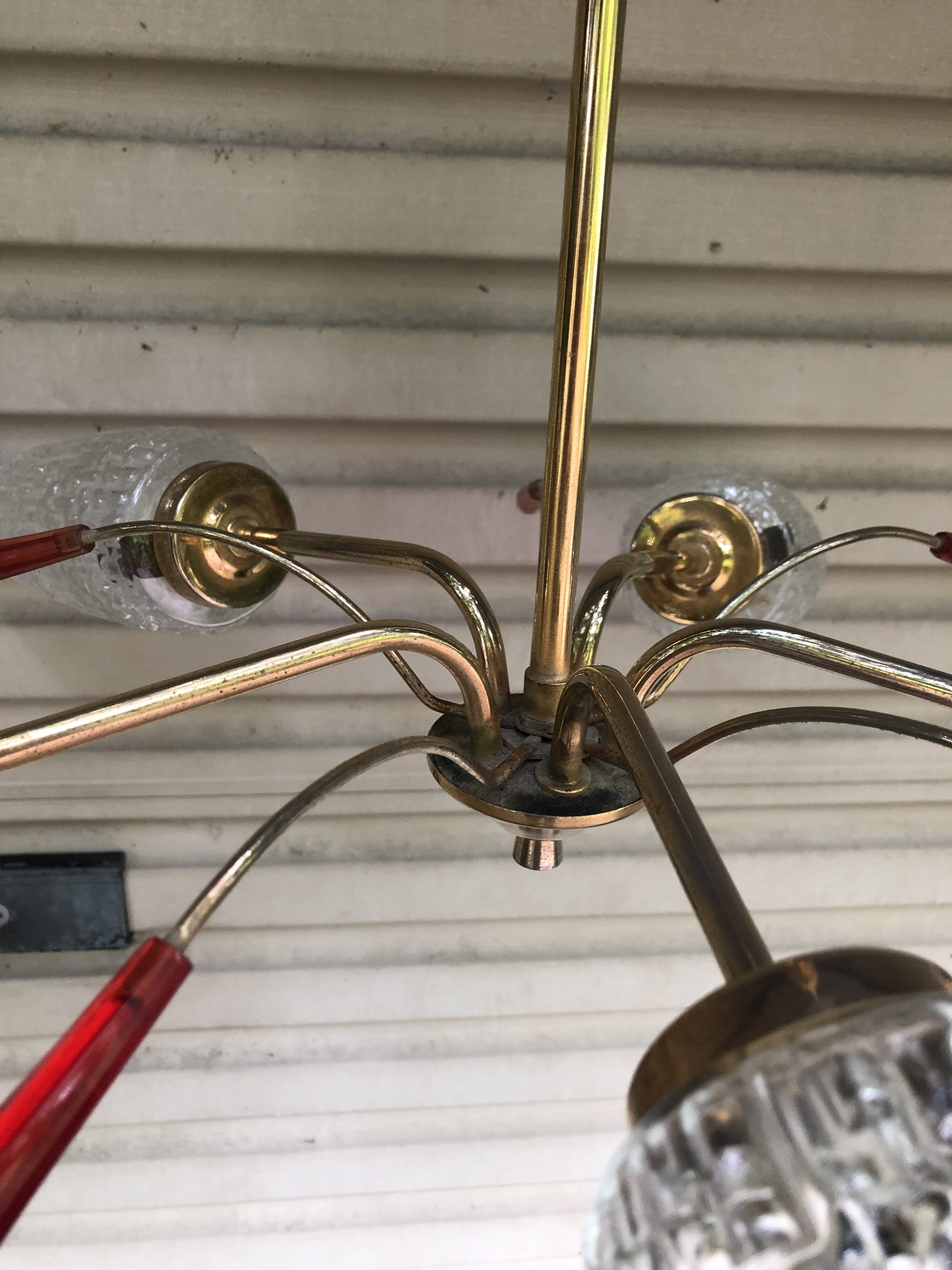 Vintage 5-light chandelier, 50's