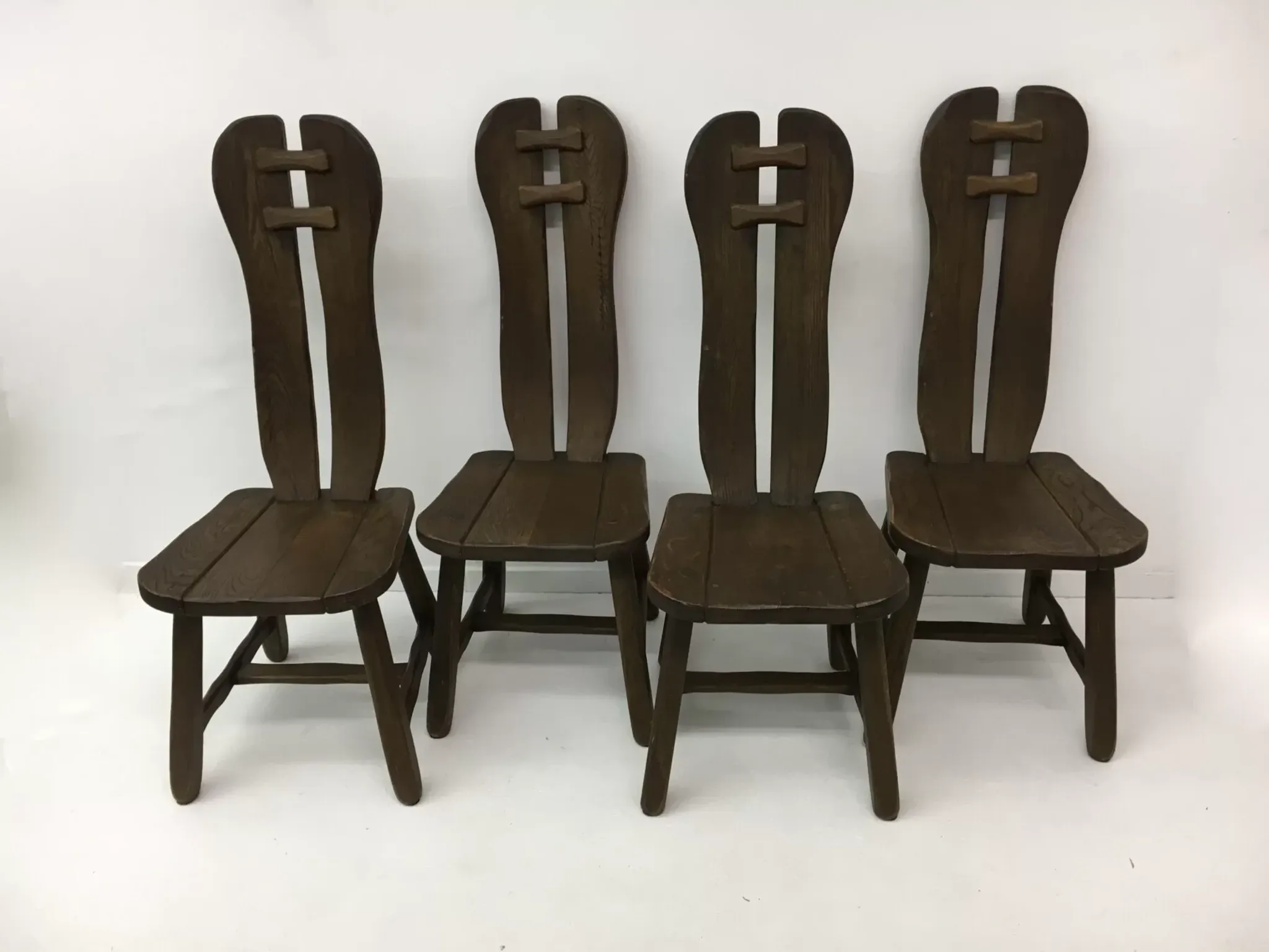 Set of 4 Belgian brutalist dining chairs from De Puydt, 1970s