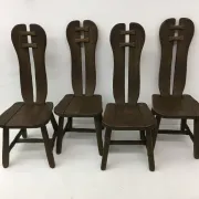 Set of 4 Belgian brutalist dining chairs from De Puydt, 1970s