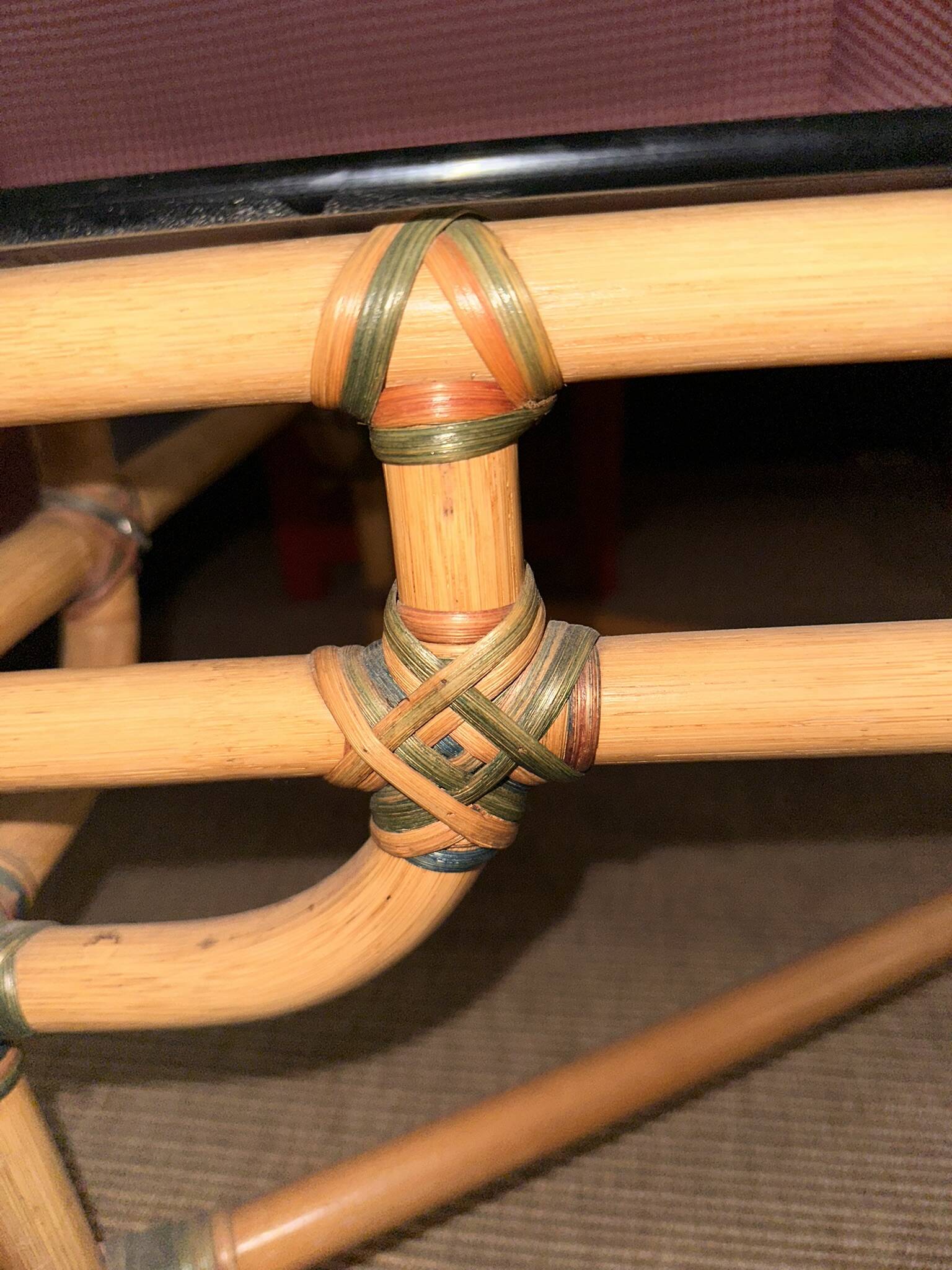 Bamboo and glass coffee table 1970