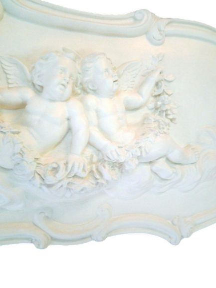 Fronton anges en staff plâtre renforcé 69x37cm