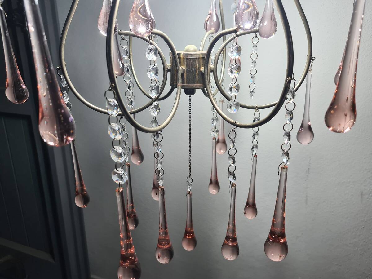 Antique Italian Chandelier Murano Glass Italy 1940s