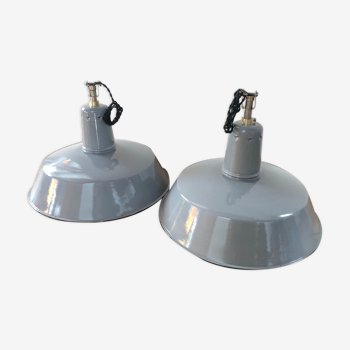 Pair of factory enamelled suspension lamp