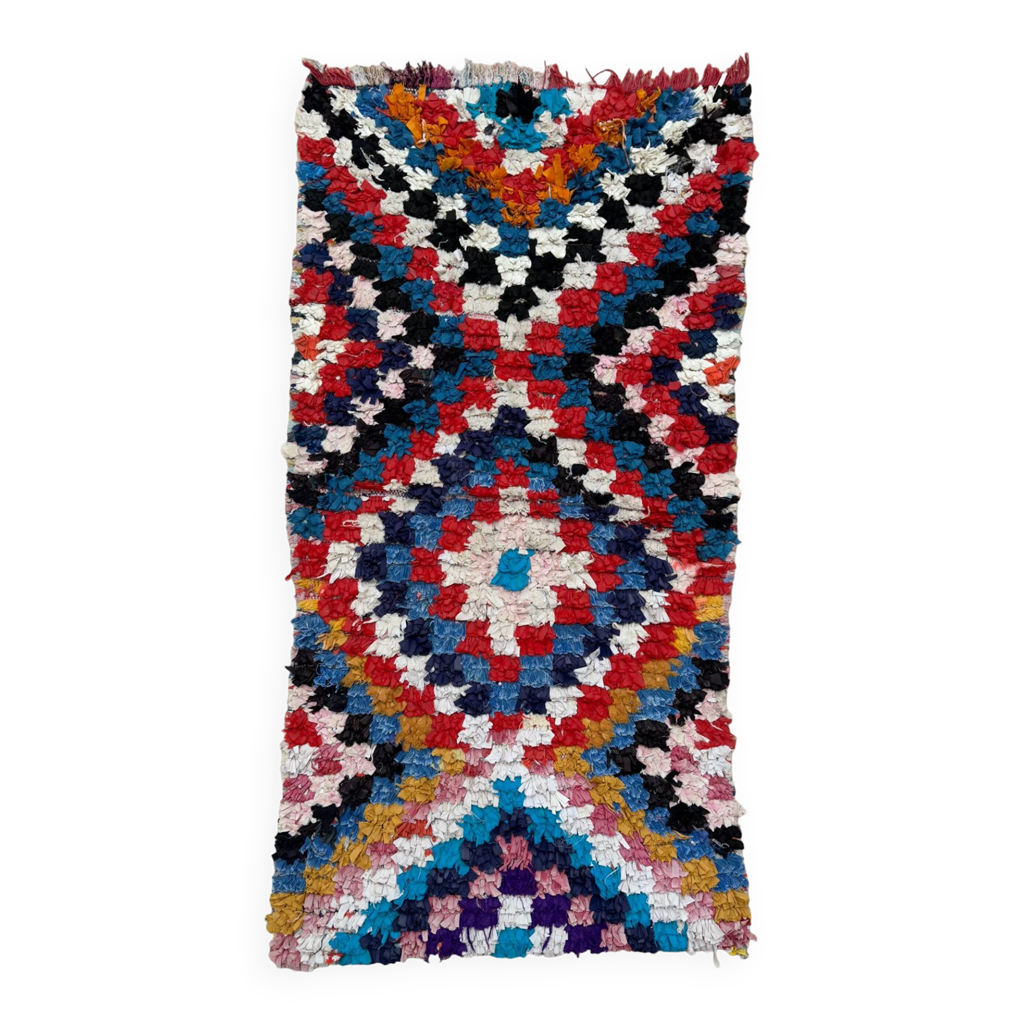 Tapis Berbère Boucherouite coloré - 85 x 153 cm