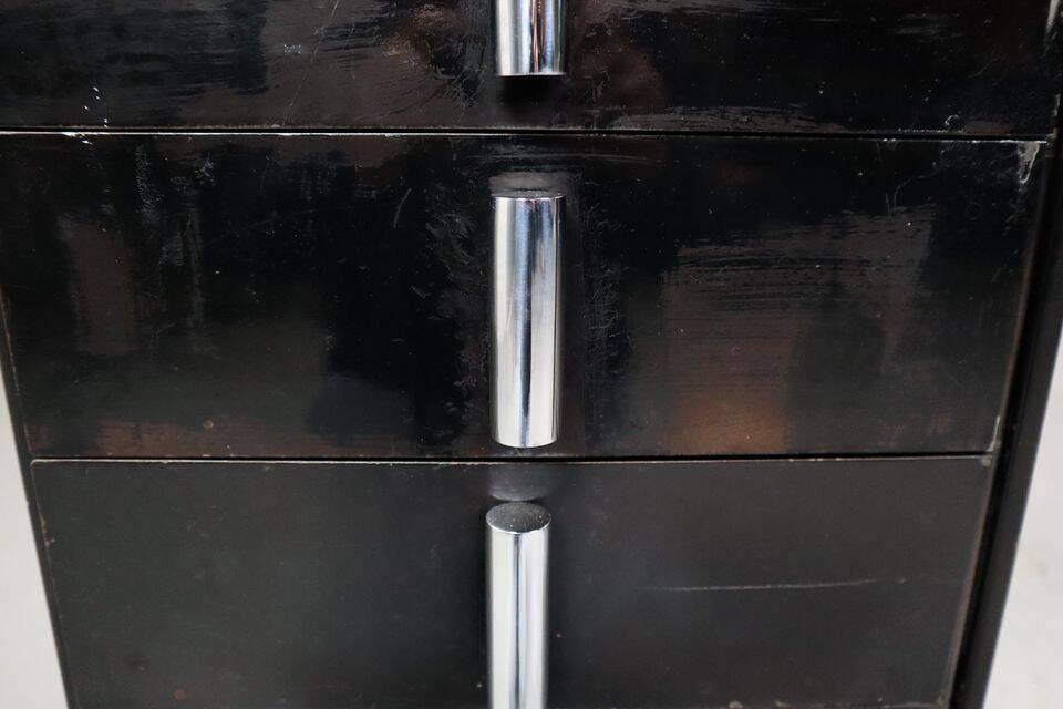1930's modernist desk in black lacquered metal