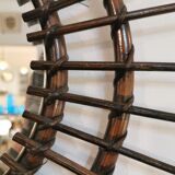 Vintage sun mirror in 60s dark rattan 56cm