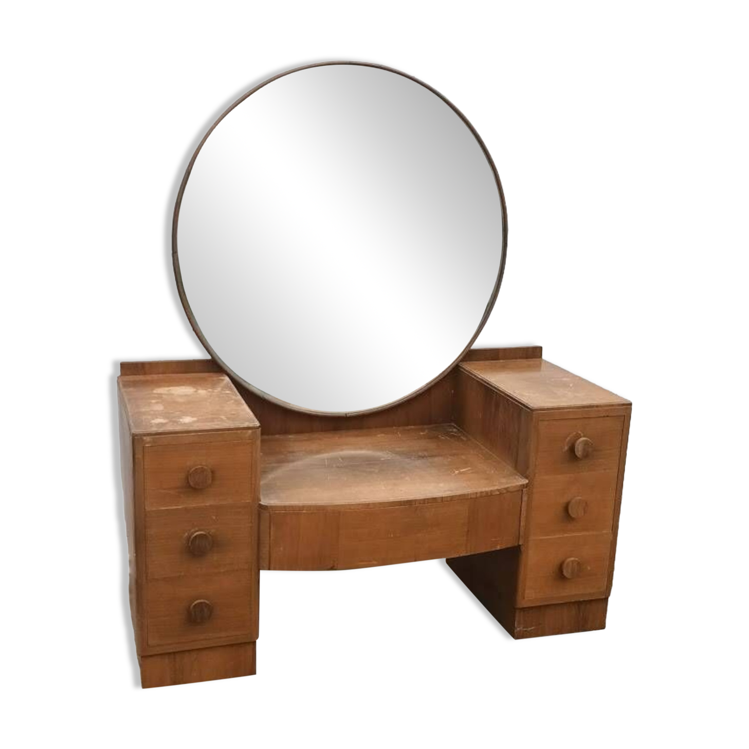 Vintage dressing table large round mirror