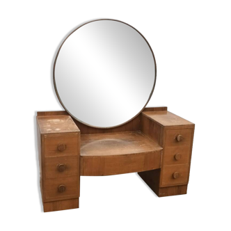 Vintage dressing table large round mirror